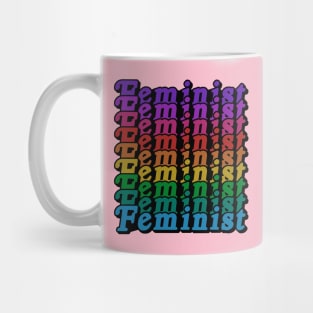 Retro Feminist Rainbow Design - Girl Power Queer Mug